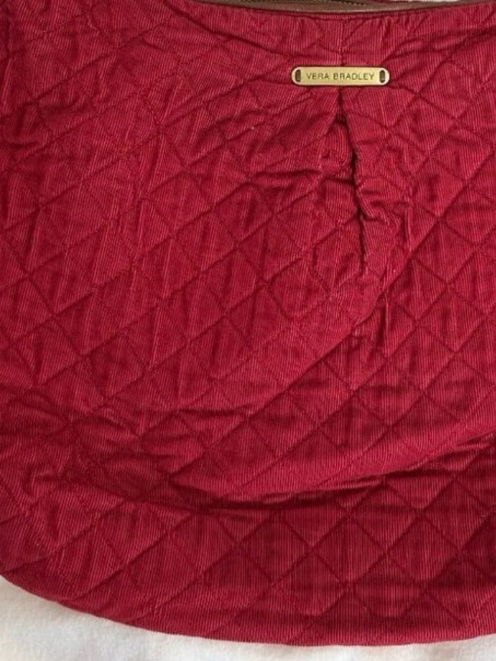 Vera Bradley Retired Quilted Chili Red Shoulder HoboBag with BrownStrap&Tassels - Picture 3 of 12